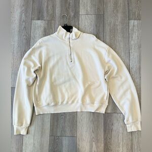 LACAUSA Quarter Zip Cream Sweater